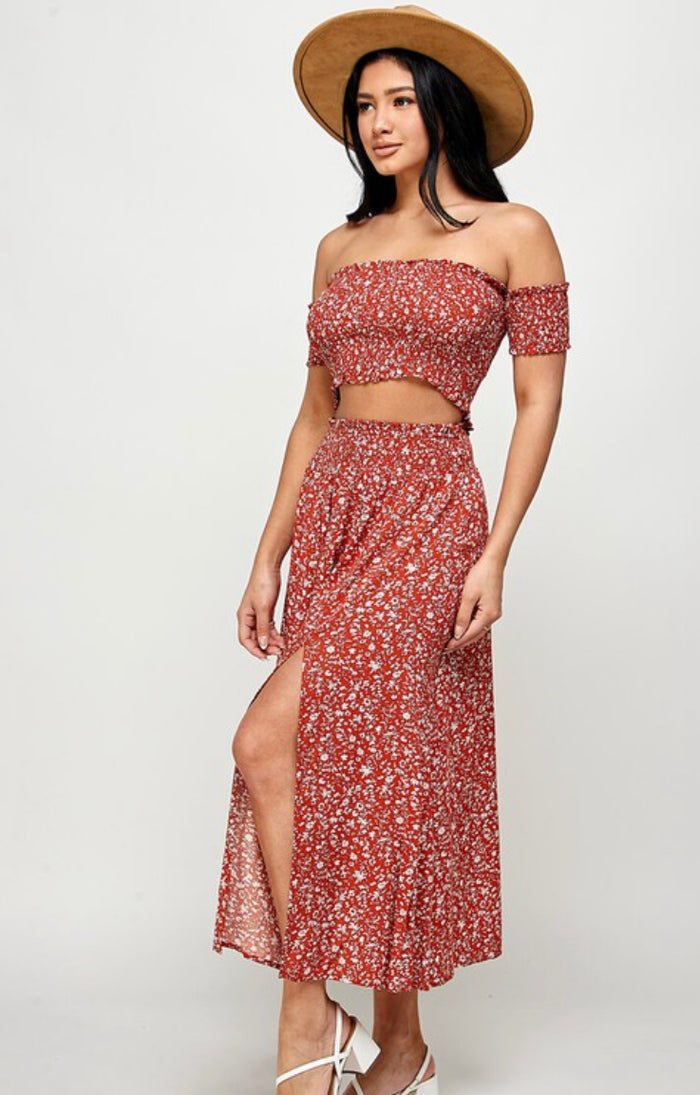Off Shoulder Crop 2 pc Skirt Set image 2