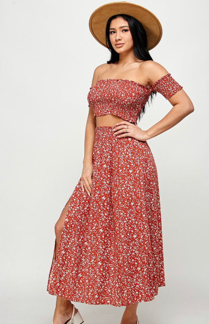Off Shoulder Crop 2 pc Skirt Set image 3