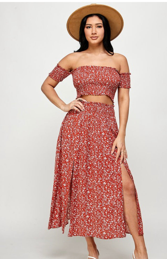 Off Shoulder Crop 2 pc Skirt Set image 4