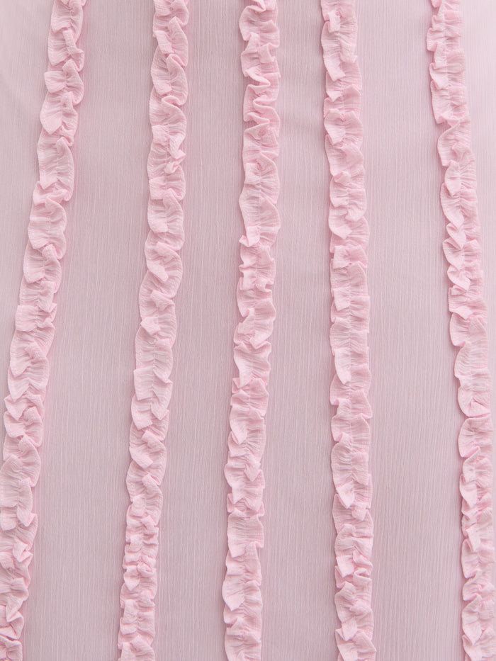 Elissa Is 5'8.5" & Wears Size UK 6|Ola Sweetheart Frill Maxi Dress - Peony Pink