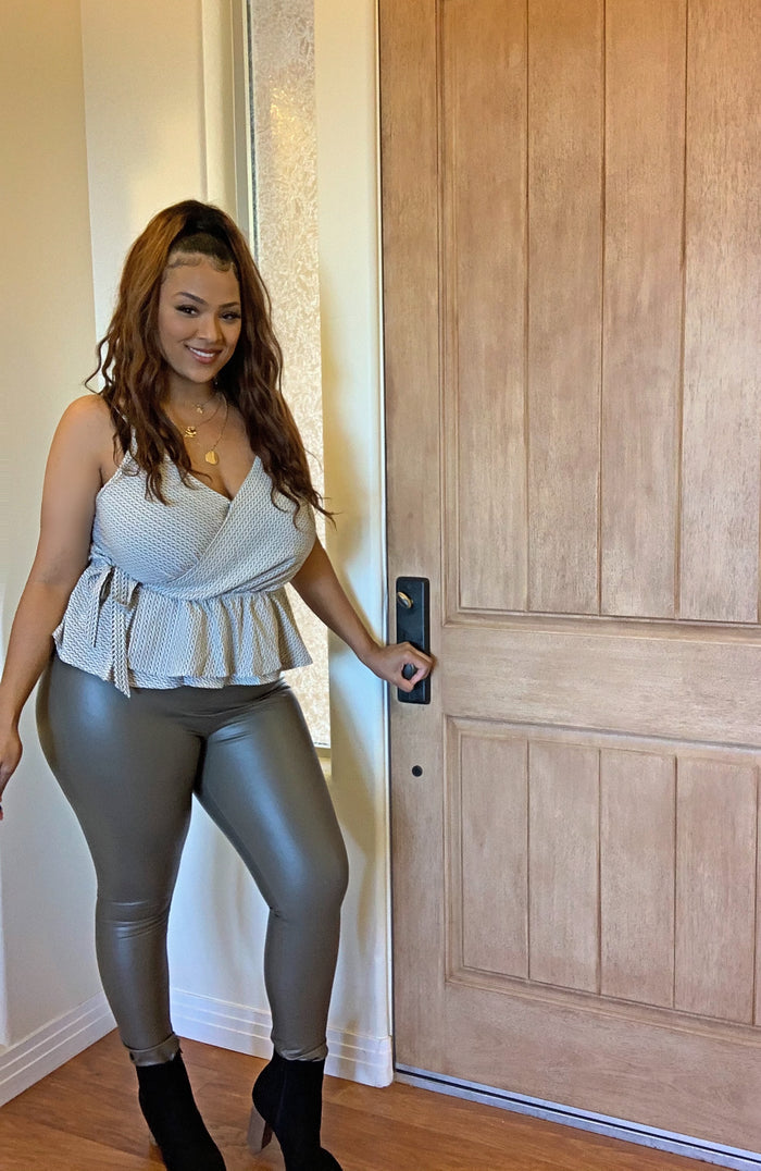 Olive Faux Leather Leggings image 0