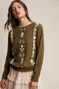Olive Meadow Embroidered Sweater image 0