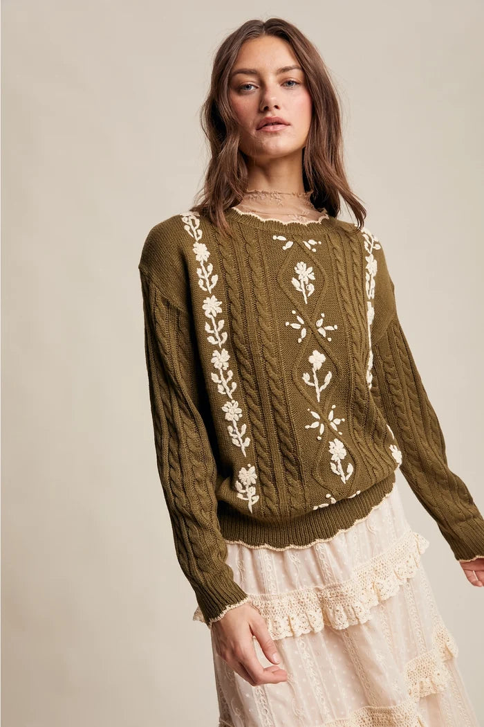 Olive Meadow Embroidered Sweater image 5