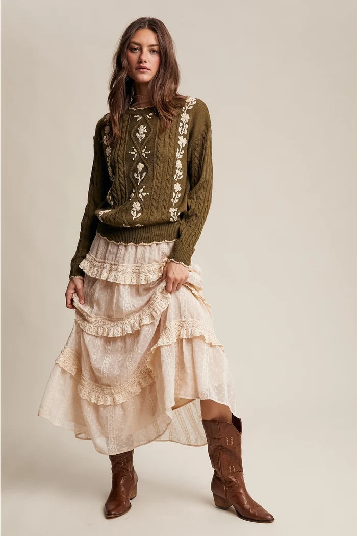 Olive Meadow Embroidered Sweater image 6