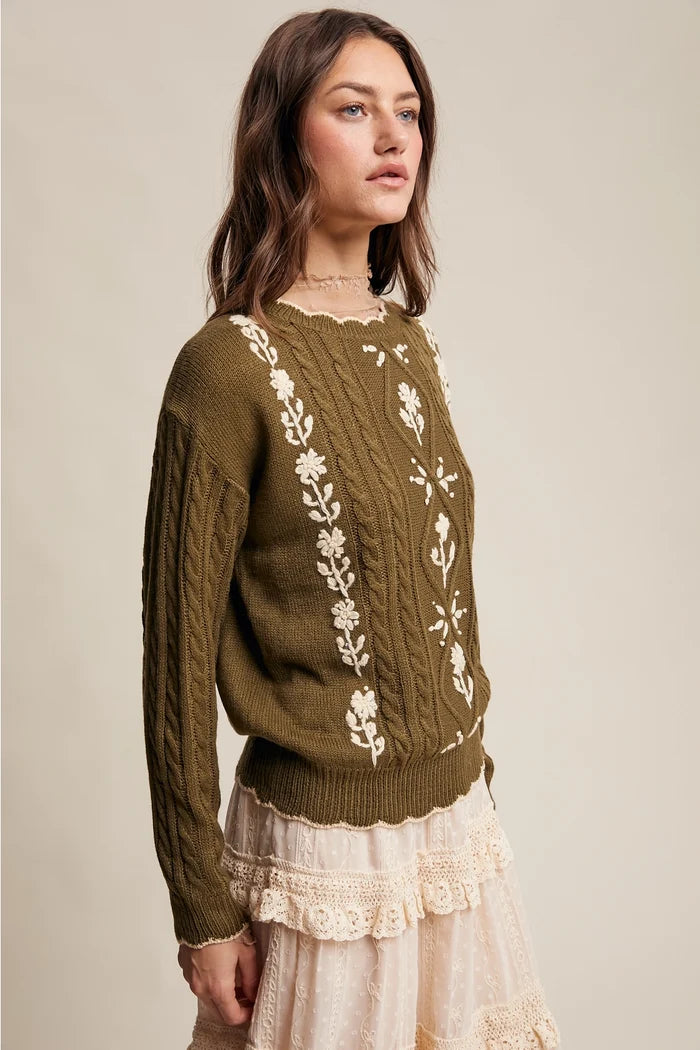 Olive Meadow Embroidered Sweater image 7