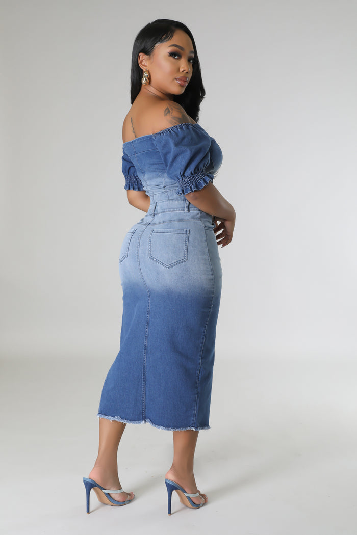 Ombre Denim Skirt Set image 2