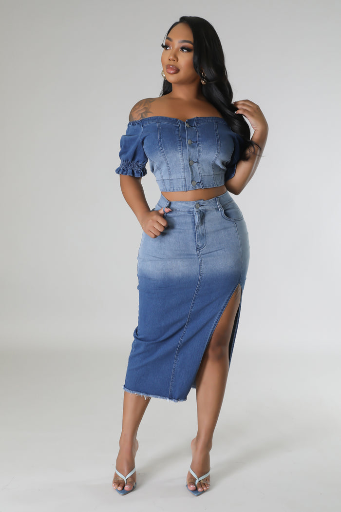 Ombre Denim Skirt Set image 3