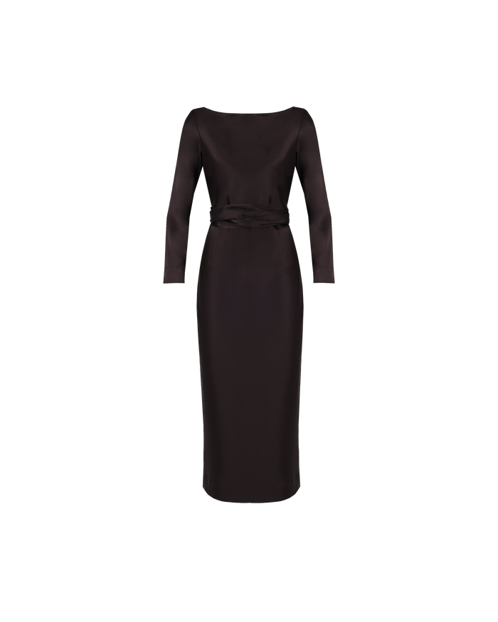OMNIA LONG SLEEVE DRESS ESPRESSO