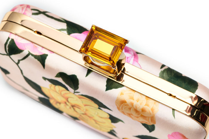ON THE ROCKS PINK FLORAL DUCHESS SATIN CLUTCH
