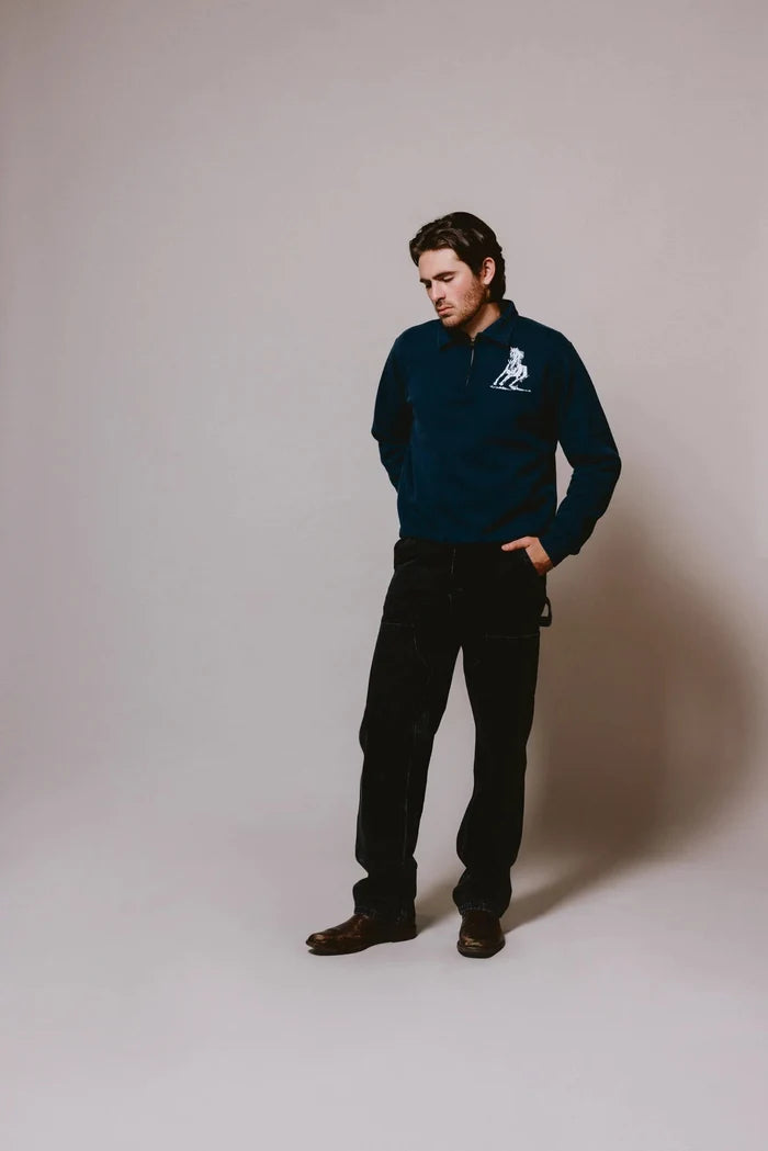 One of These Days - Running Horse Navy Quarter Zip - Kalifornia Jean Bar
