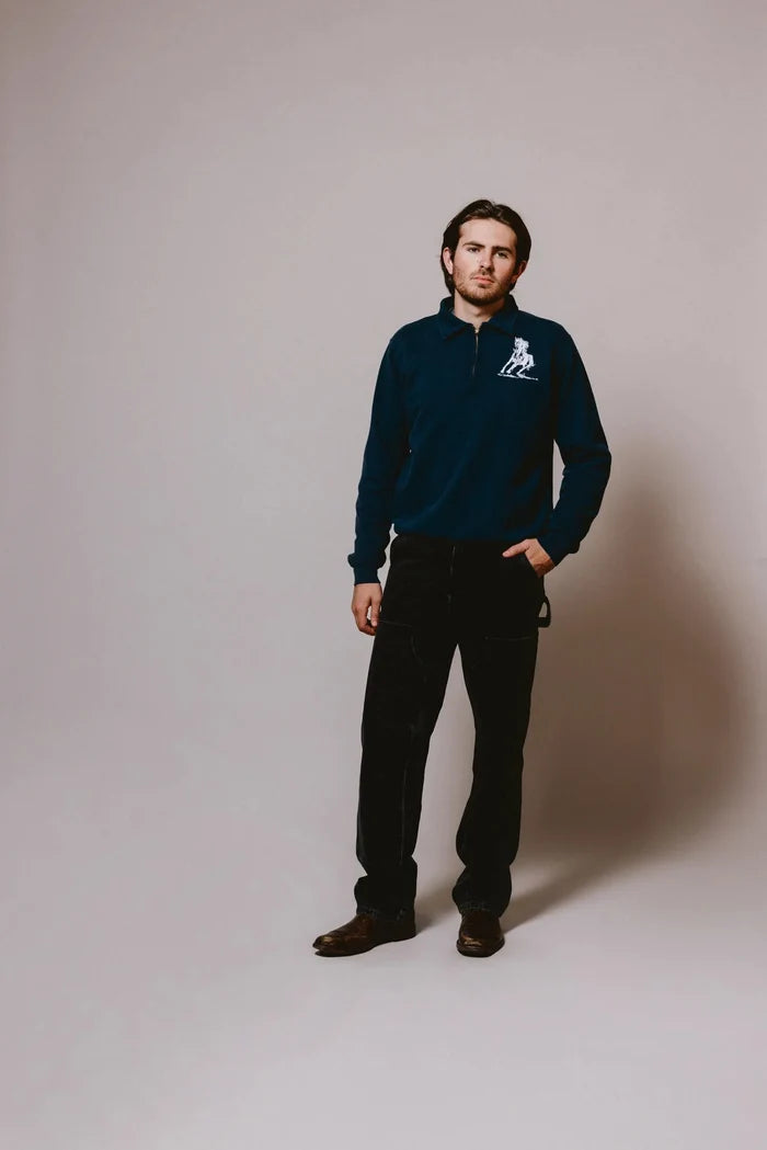 One of These Days - Running Horse Navy Quarter Zip - Kalifornia Jean Bar