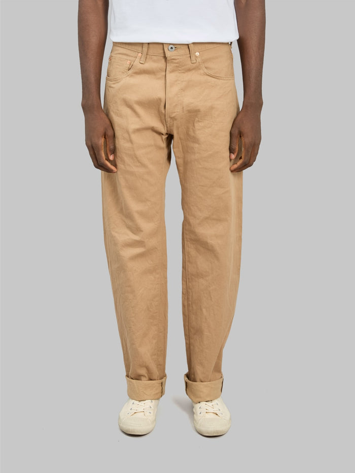 oni denim 022 khaki beige selvedge chino relax straight  front fit