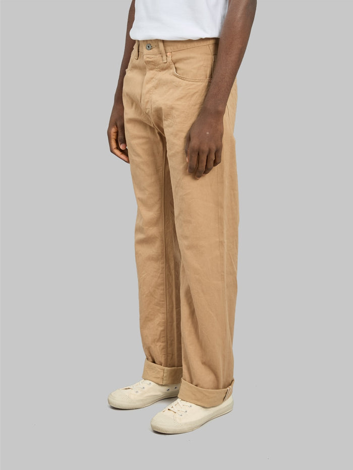 oni denim 022 khaki beige selvedge chino relax straight side fit