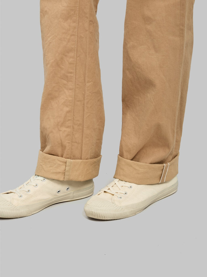 oni denim 022 khaki beige selvedge chino relax straight selvedge