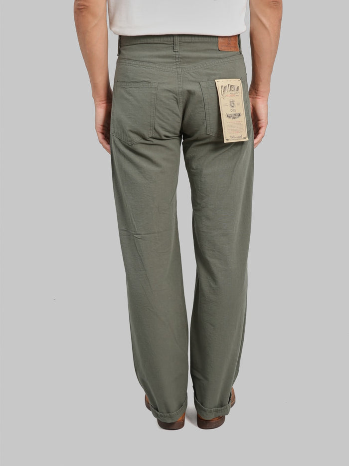 ONI Denim 200-8GG "Beta Chambray Green Gray" 8oz Wide Straight Jeans - Redcast Heritage Co.