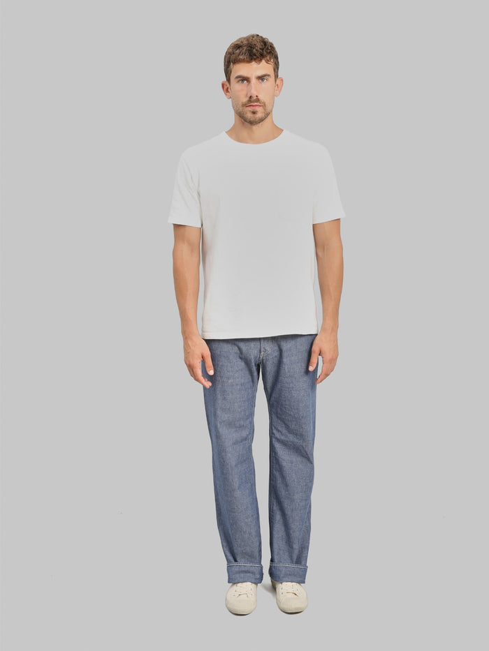 ONI Denim 200 HCSV  Selvedge Chambray 8oz Wide Straight Jeans front look