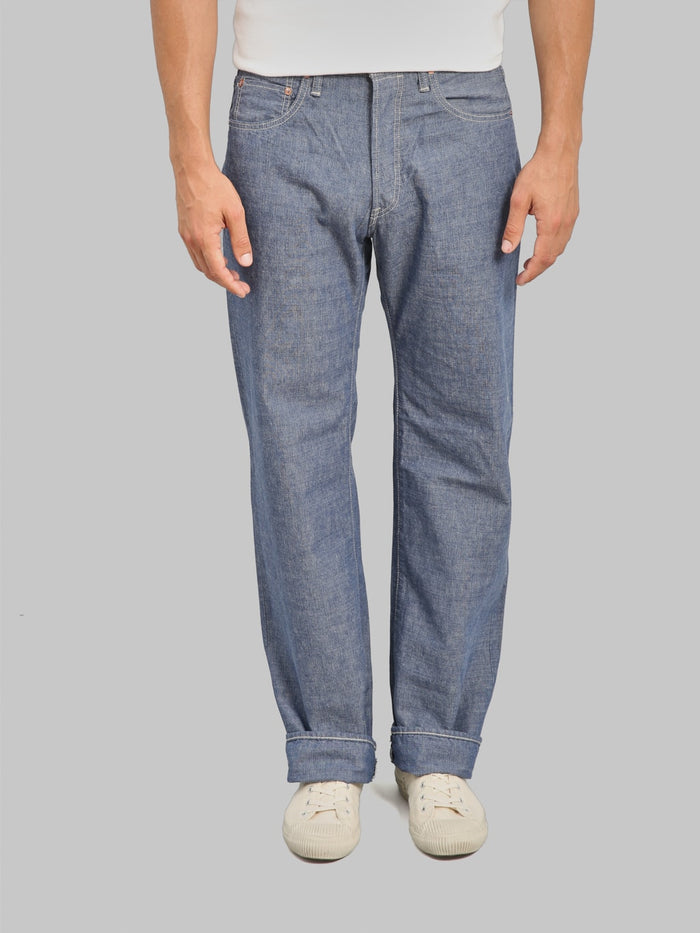 ONI Denim 200 HCSV  Selvedge Chambray 8oz Wide Straight Jeans front fit