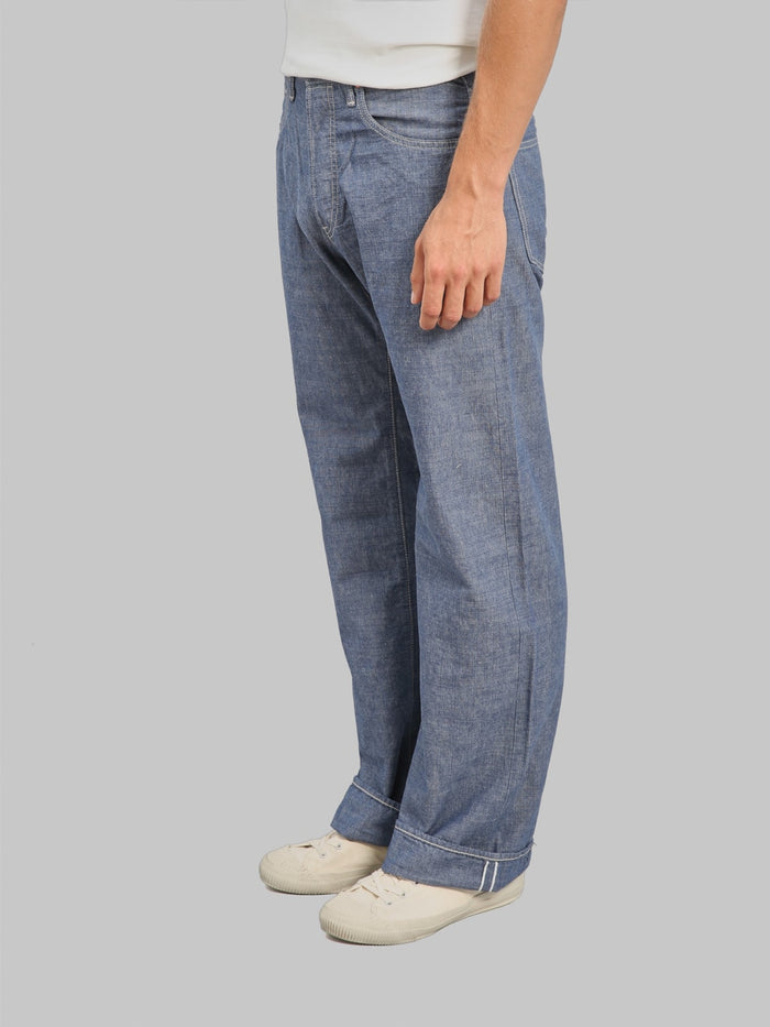 ONI Denim 200 HCSV  Selvedge Chambray 8oz Wide Straight Jeans side fit