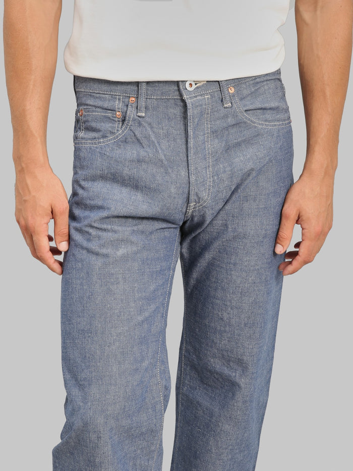 ONI Denim 200 HCSV  Selvedge Chambray 8oz Wide Straight Jeans waist