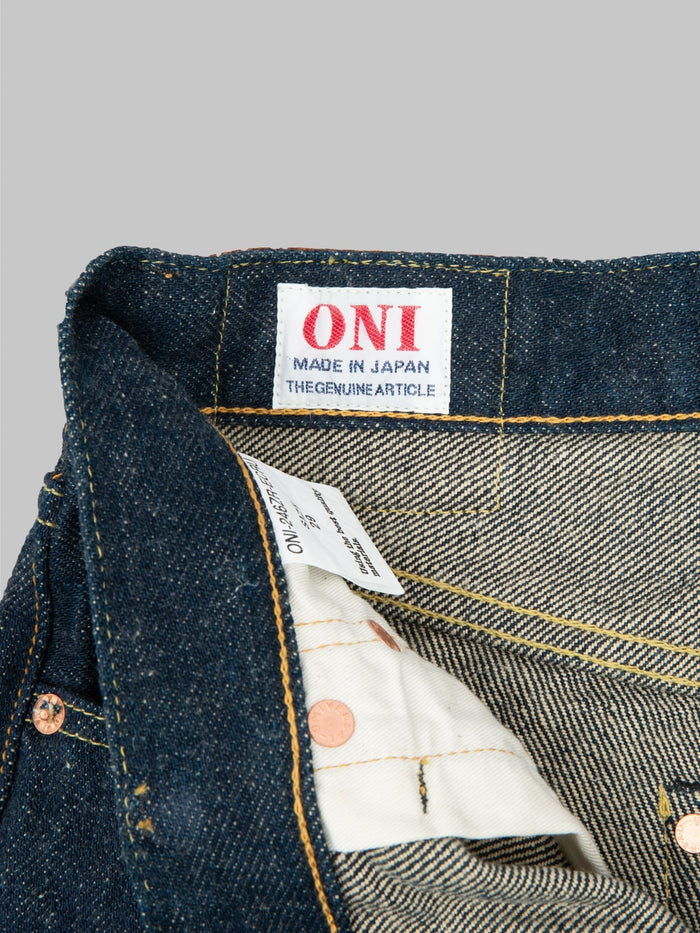ONI Denim 200ZR KAB Secret Denim 20oz Wide Straight Jeans interior tag