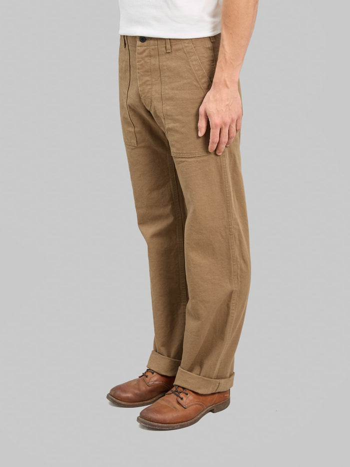 ONI Denim 207 HOXBRK 13oz Baker Pants Brown Khaki side look