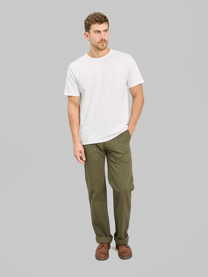ONI Denim 207 HOXOLB 13oz Baker Pants Olive Brown styled