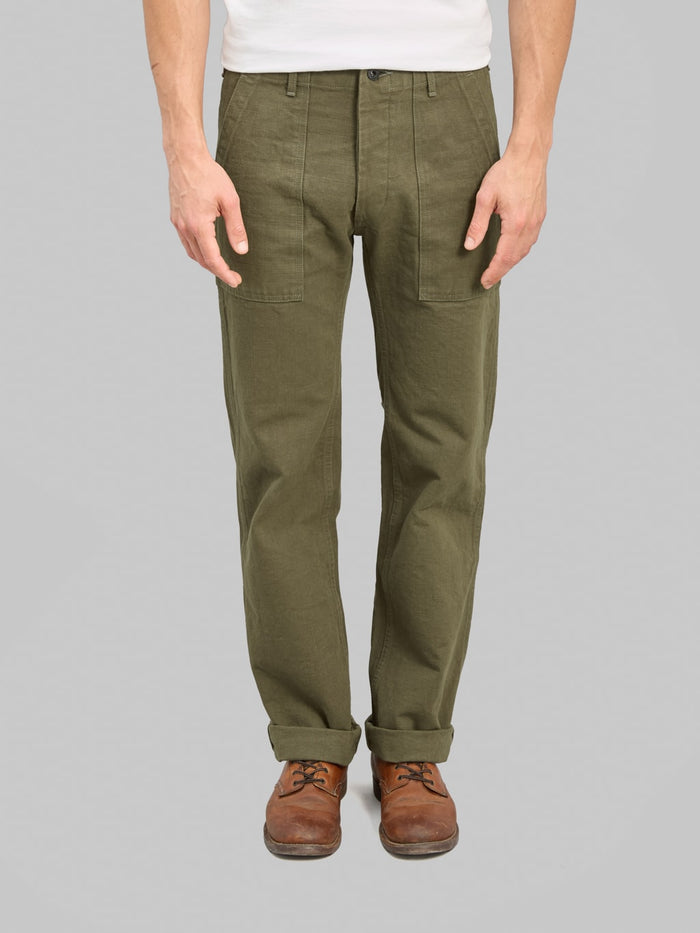 ONI Denim 207 HOXOLB 13oz Baker Pants Olive Brown front rise