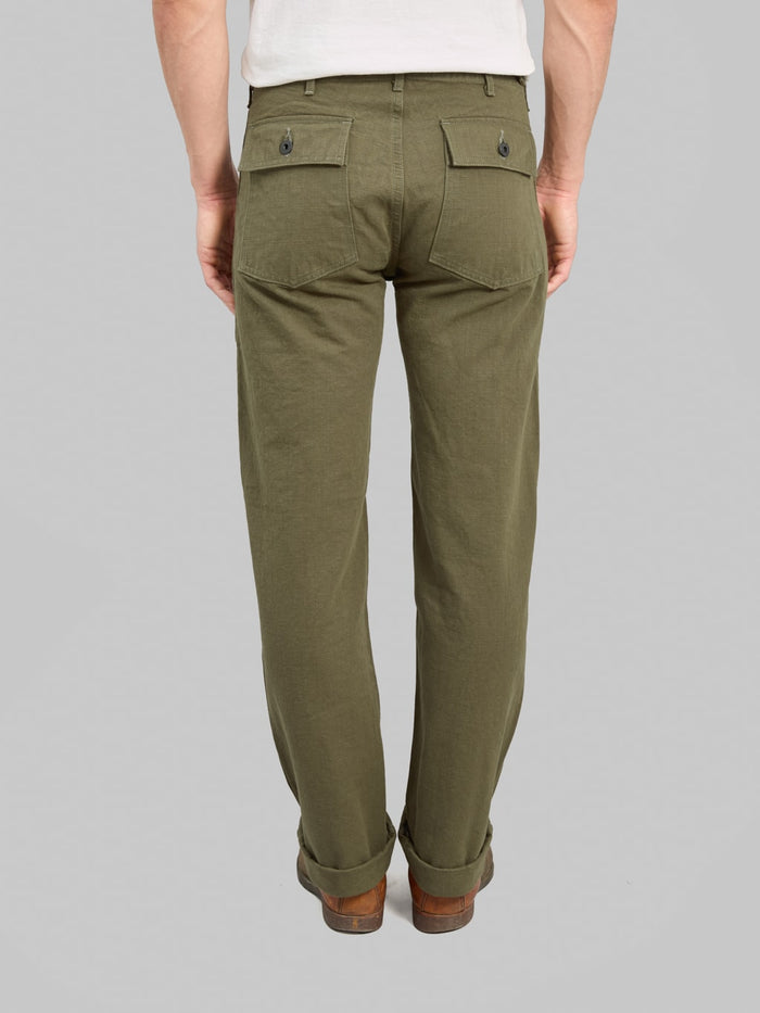 ONI Denim 207 HOXOLB 13oz Baker Pants Olive Brown back fit