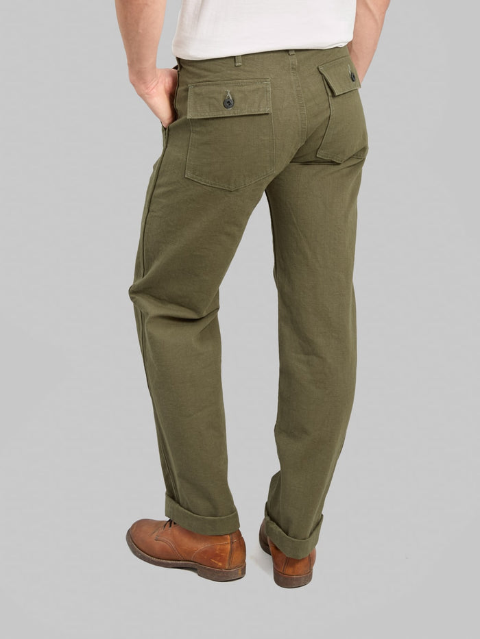 ONI Denim 207 HOXOLB 13oz Baker Pants Olive Brown back rise