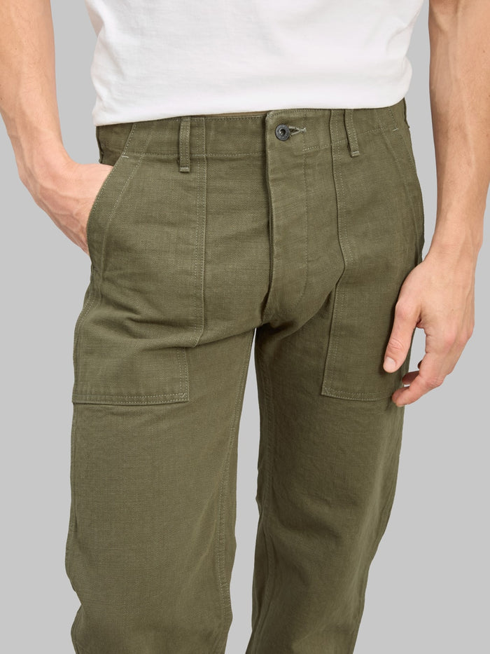 ONI Denim 207 HOXOLB 13oz Baker Pants Olive Brown inseam
