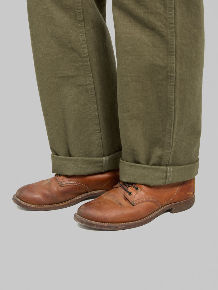 ONI Denim 207 HOXOLB 13oz Baker Pants Olive Brown weft