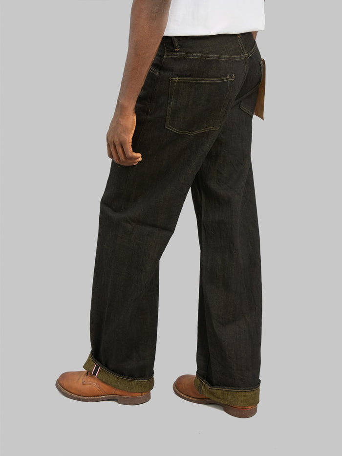 ONI Denim 222-BKOL 12.5oz "Black x Olive" Wide Straight Jeans - Redcast Heritage Co.