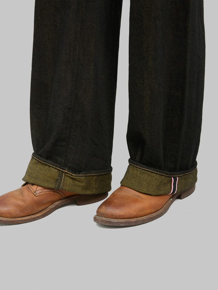 ONI Denim 222-BKOL 12.5oz "Black x Olive" Wide Straight Jeans - Redcast Heritage Co.