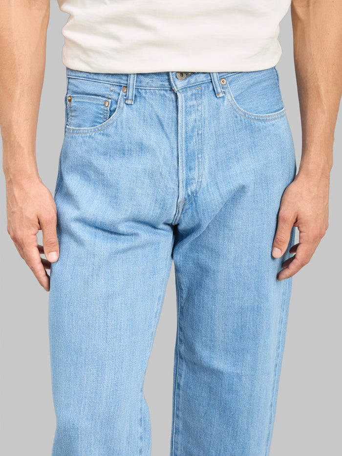 ONI Denim 222 Kiraku Bio Bleach 12oz Wide Straight Jeans waist