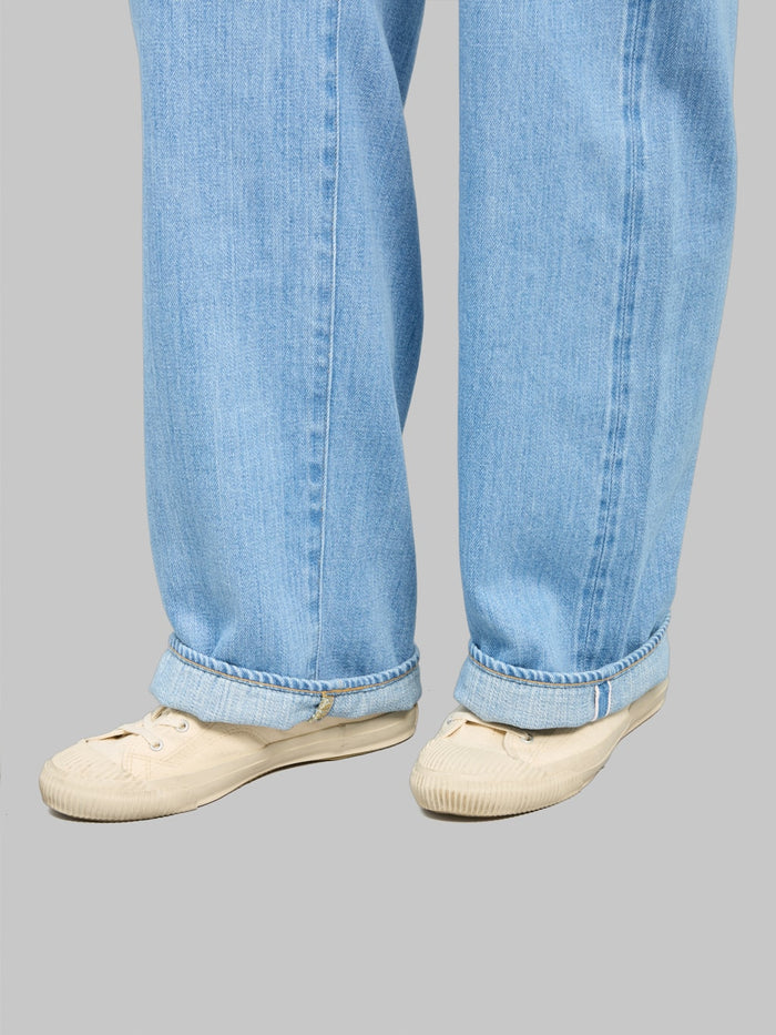ONI Denim 222 Kiraku Bio Bleach 12oz Wide Straight Jeans selvedge