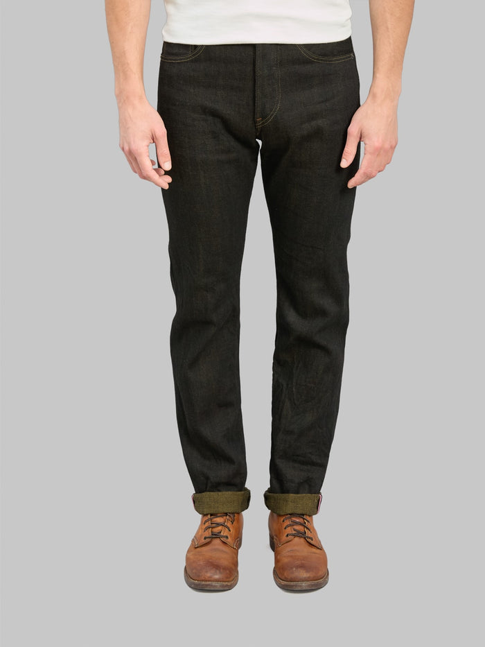 ONI Denim 246-BKOL 12.5oz"Black x Olive" Neat Straight Jeans - Redcast Heritage Co.