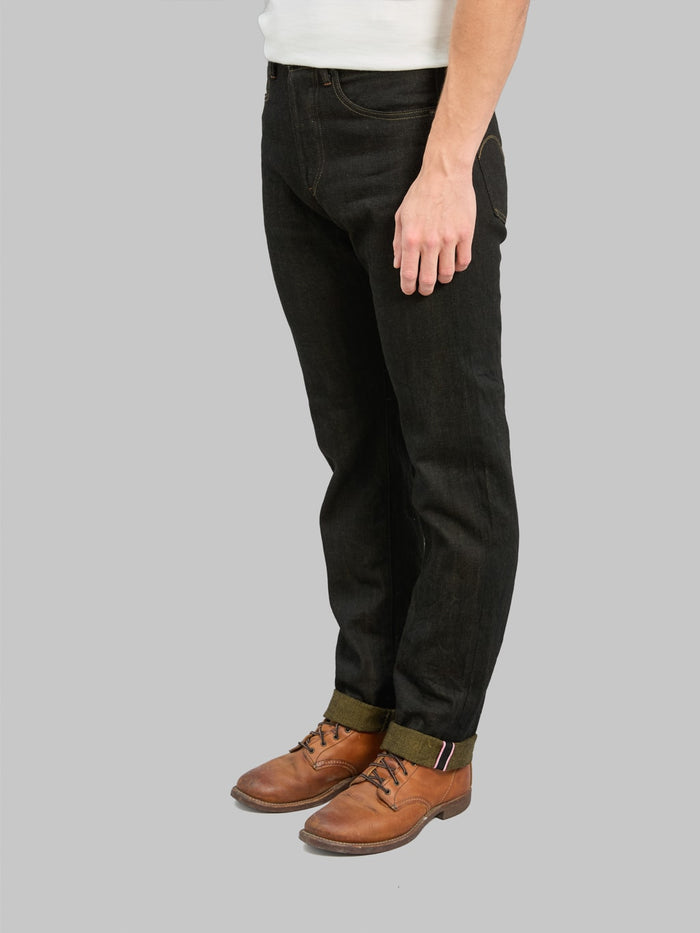 ONI Denim 246-BKOL 12.5oz"Black x Olive" Neat Straight Jeans - Redcast Heritage Co.