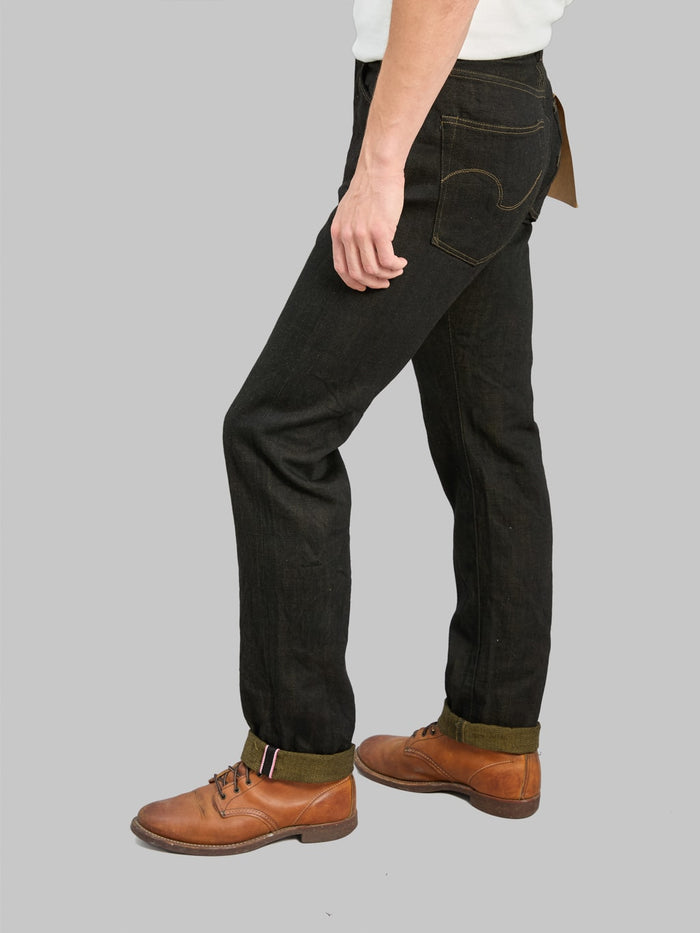 ONI Denim 246-BKOL 12.5oz"Black x Olive" Neat Straight Jeans - Redcast Heritage Co.