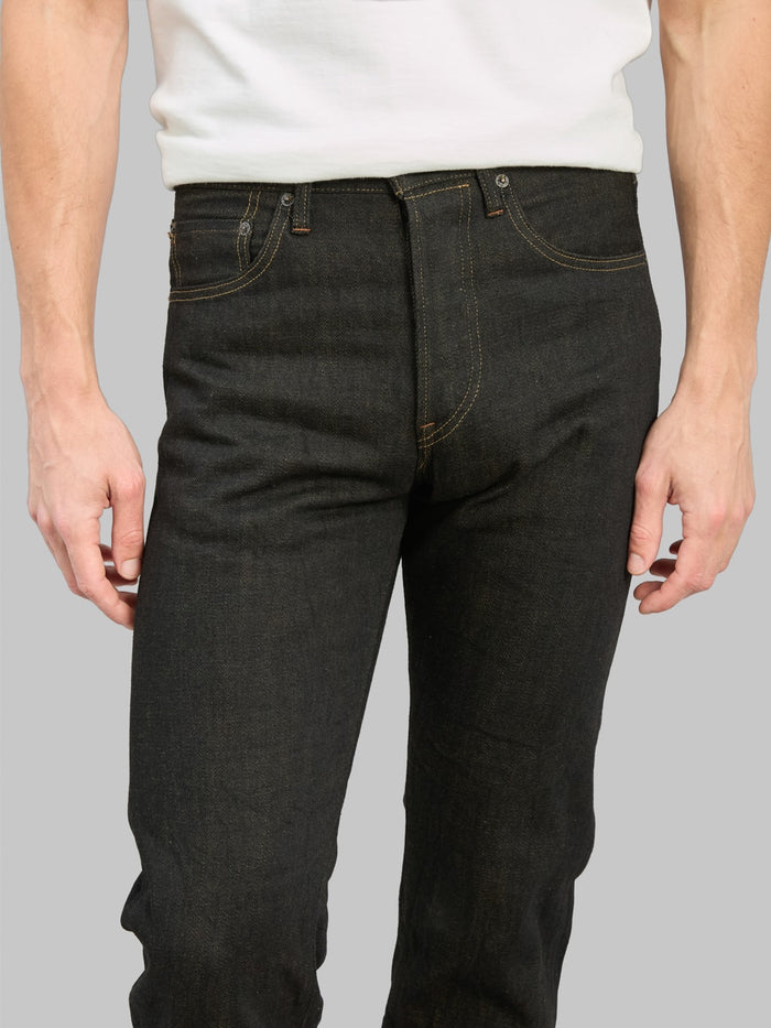 ONI Denim 246-BKOL 12.5oz"Black x Olive" Neat Straight Jeans - Redcast Heritage Co.