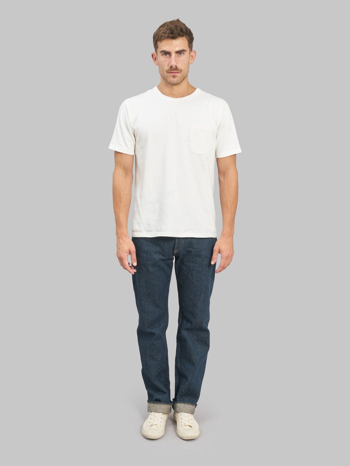 oni 295 ishikawadai 15oz cinch back loose straigh jeans model front fit