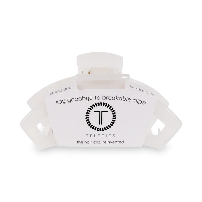 Teleties Open Small Hair Clip Coconut White