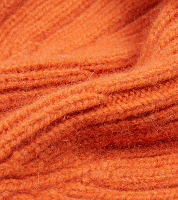 Orange Geelongora Ribbed Knit Cap