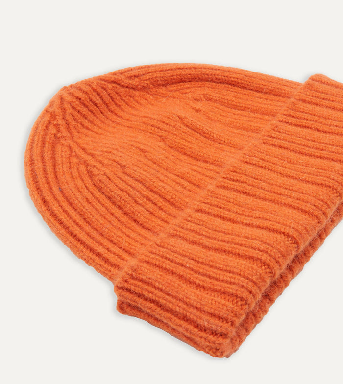 Orange Geelongora Ribbed Knit Cap