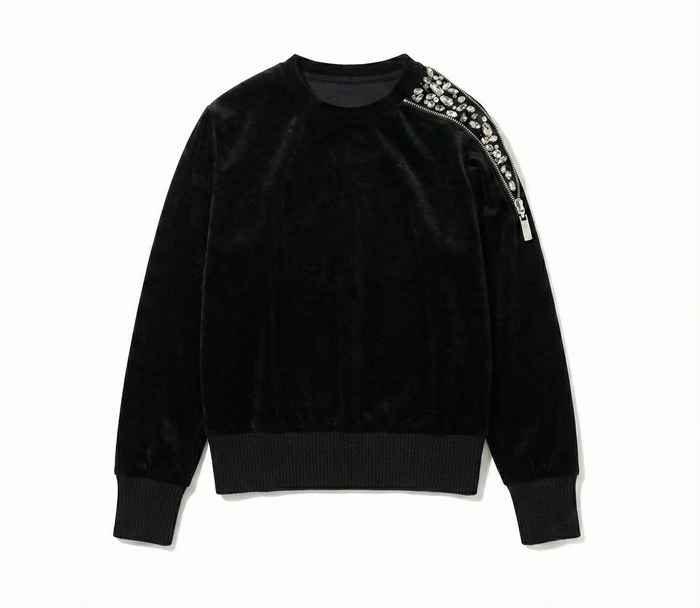 Ord Couture TRO27733 Velour Gem Zip Sweatshirt