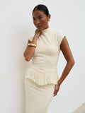 Elle Is 5'3" & Wears Size UK XS|Orlendina Fringe Knit Top - Cream