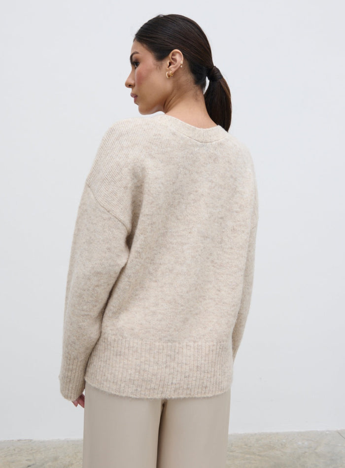 Anne Is 5'7.5" & Wears Size UK S|Otto Knit Cardigan - Cream
