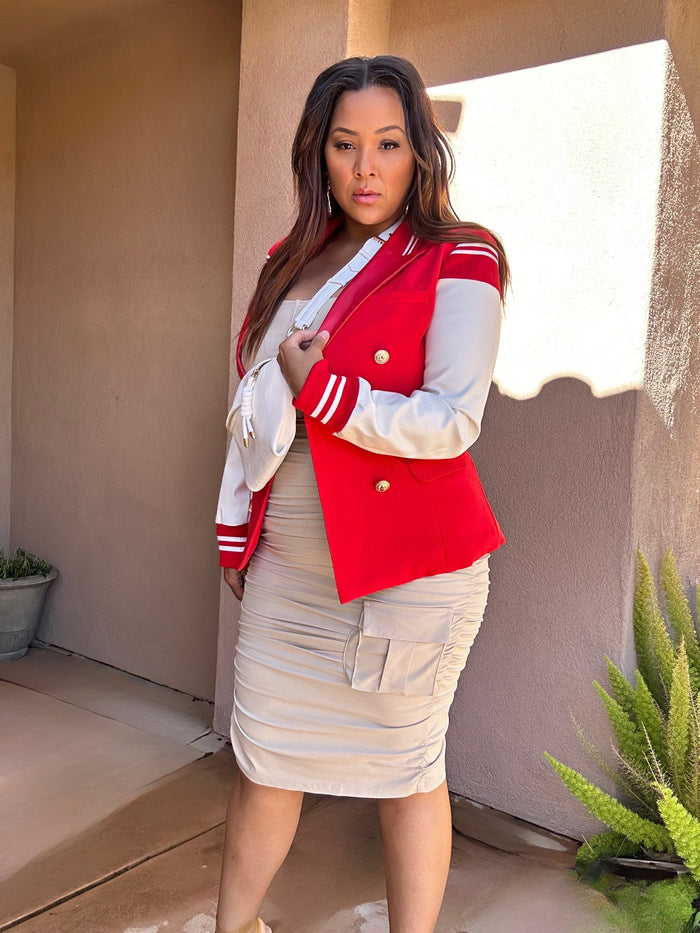 Out the Park Faux Leather Varsity Blazer image 2