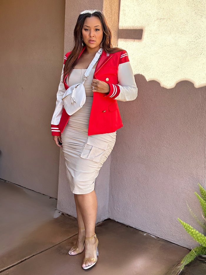 Out the Park Faux Leather Varsity Blazer image 3