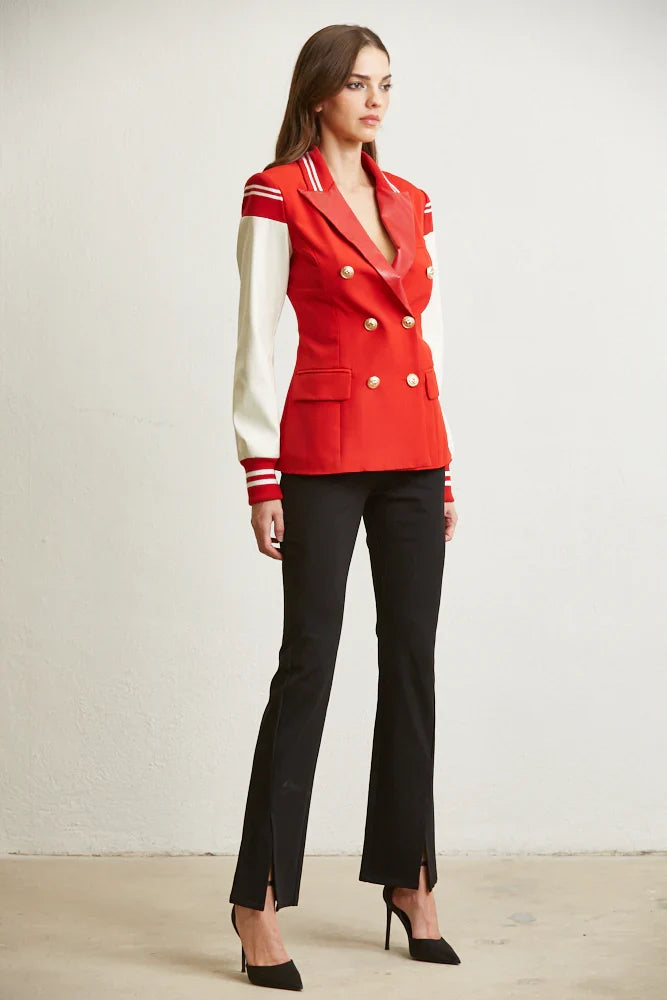 Out the Park Faux Leather Varsity Blazer image 5