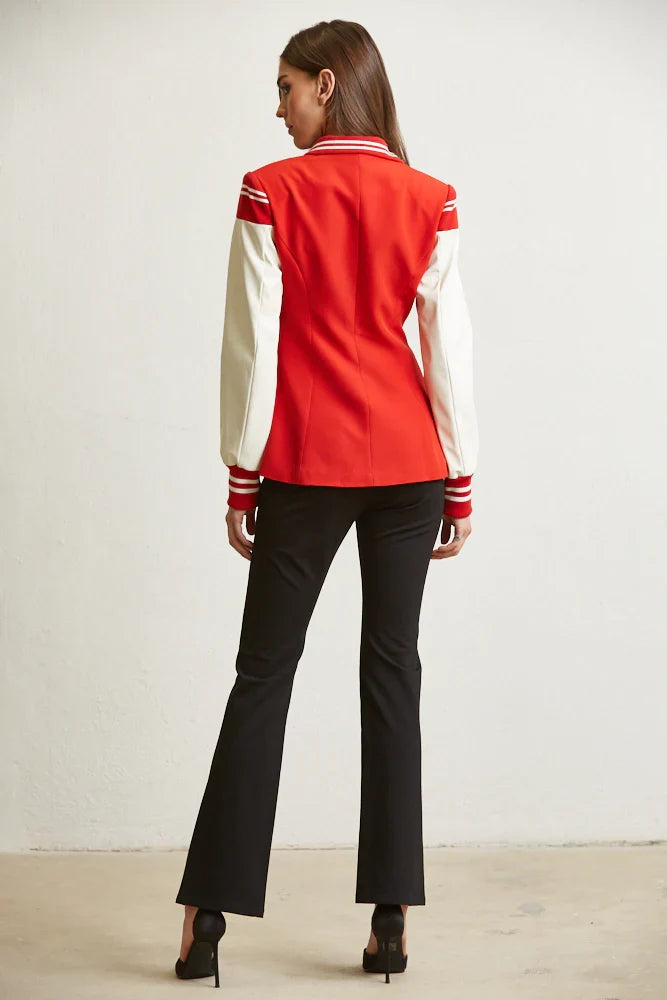 Out the Park Faux Leather Varsity Blazer image 7